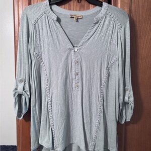 Democracy Soft Blue Button-Front Blouse